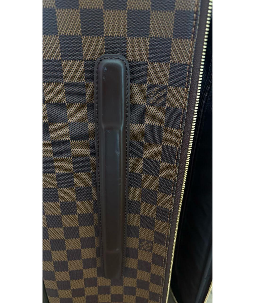 LOUIS VUITTON Коричневый кожаный чемодан, фото 8