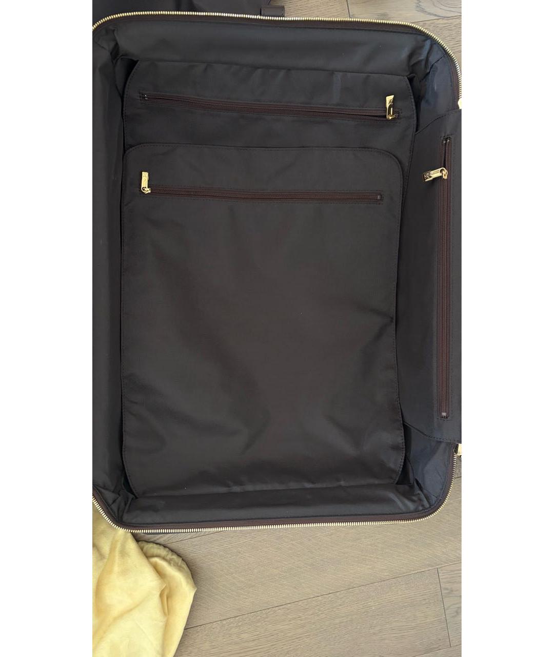 LOUIS VUITTON Коричневый кожаный чемодан, фото 5