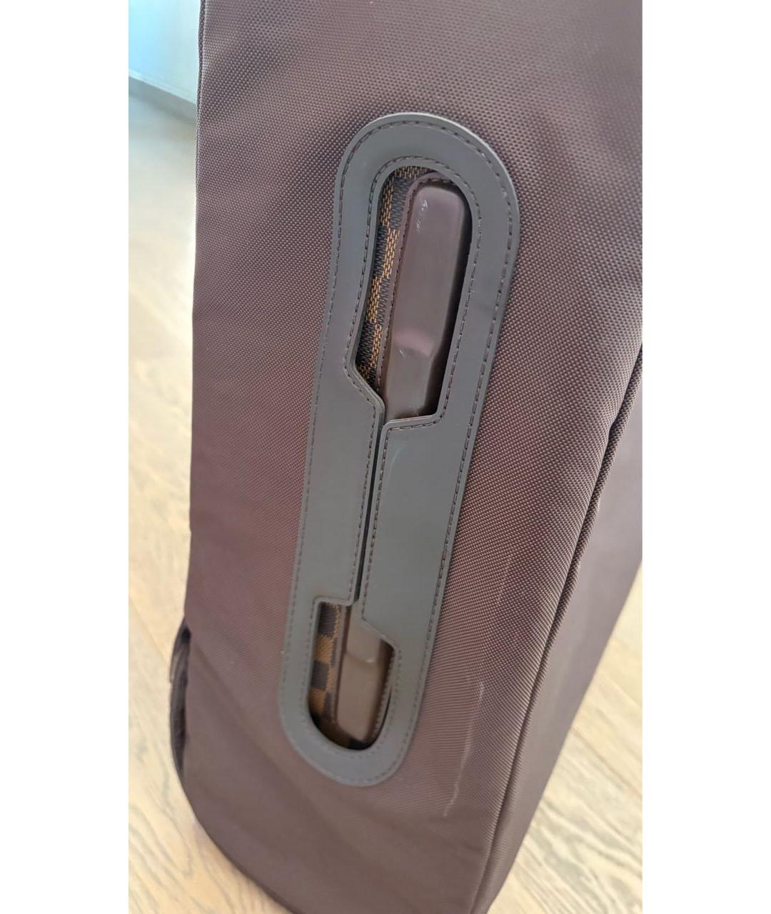 LOUIS VUITTON Коричневый кожаный чемодан, фото 4