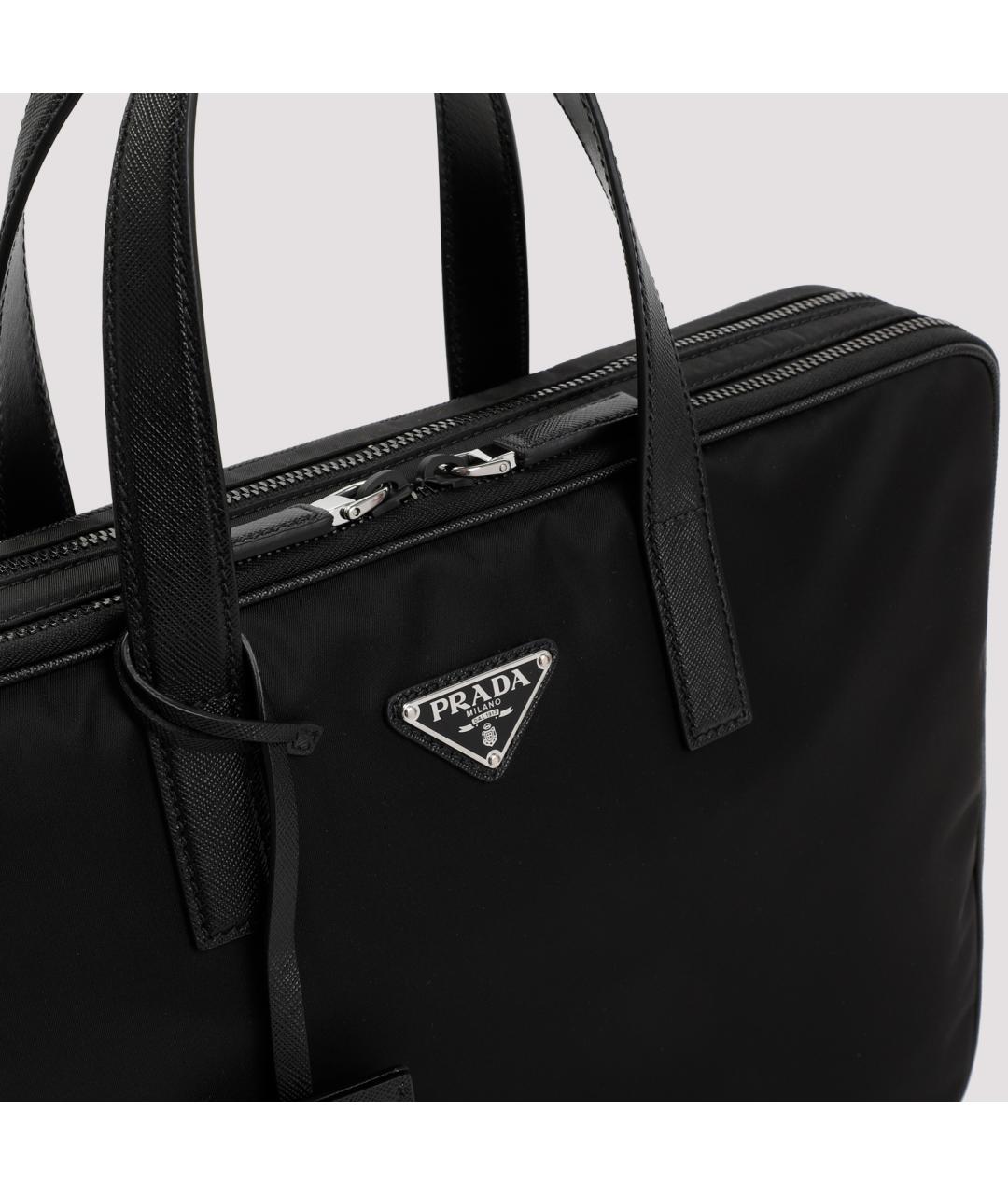 PRADA Черный синтетический портфель, фото 5