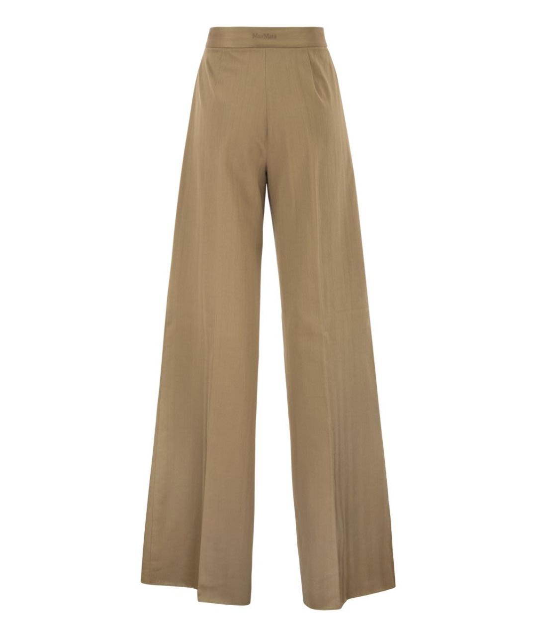 MAX MARA Бежевые хлопковые прямые брюки, фото 2