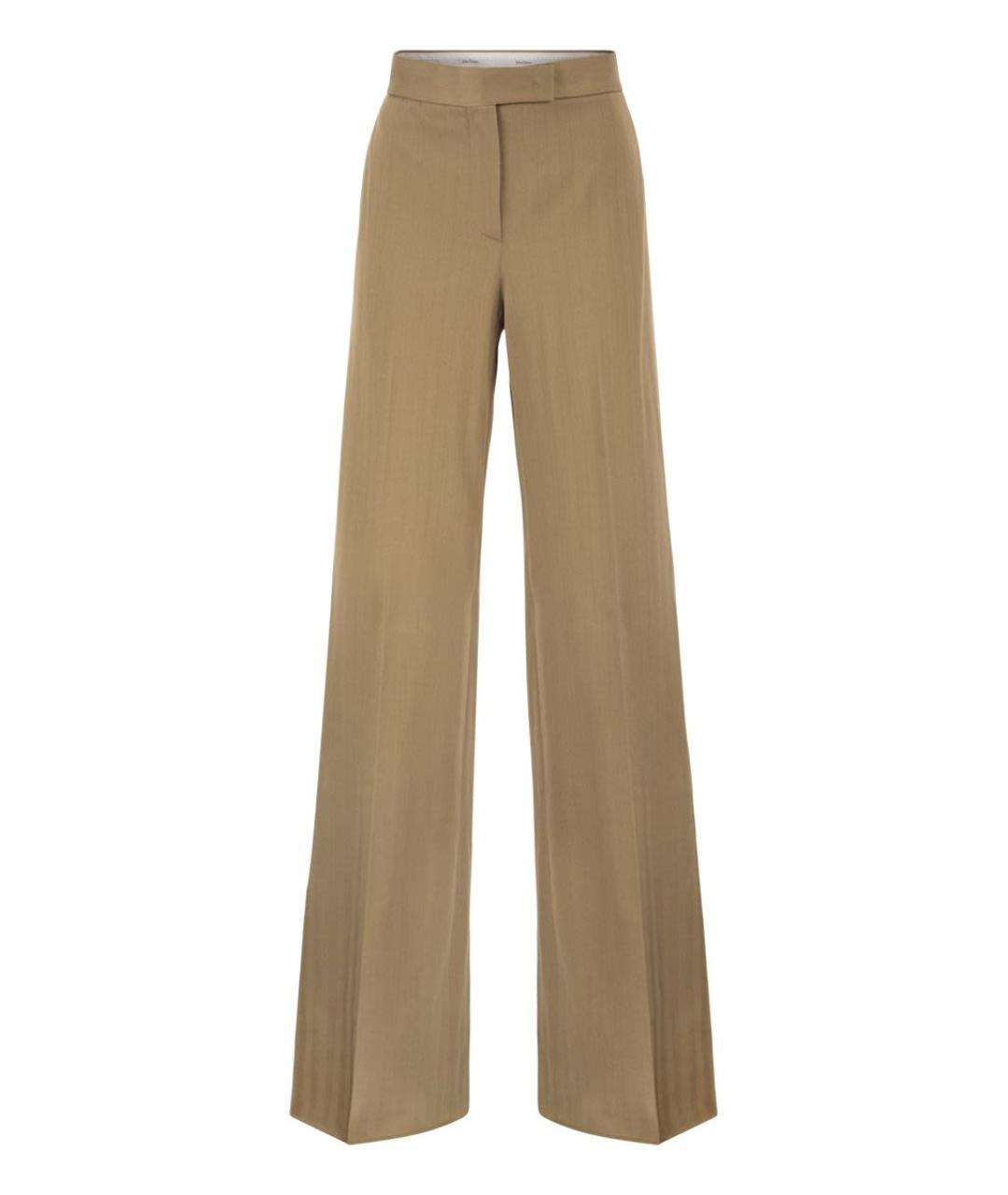 MAX MARA Бежевые хлопковые прямые брюки, фото 1