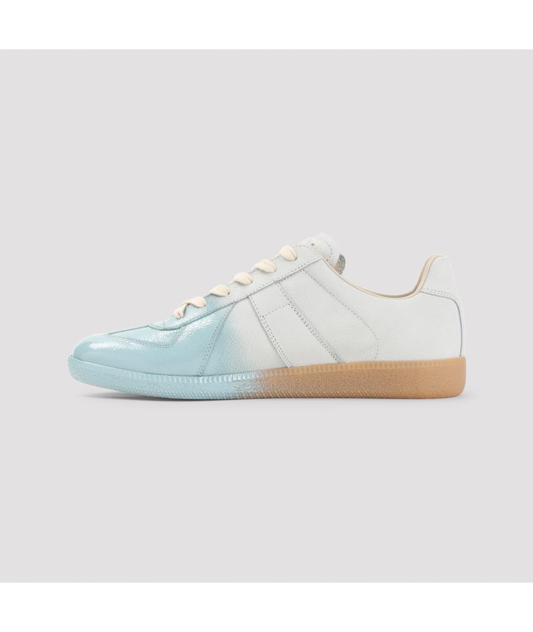 MAISON MARGIELA Голубые кожаные низкие кроссовки / кеды, фото 3