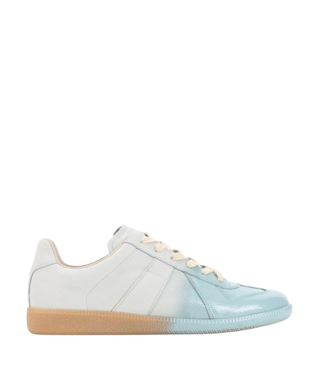 MAISON MARGIELA Голубые кожаные низкие кроссовки / кеды, фото 1