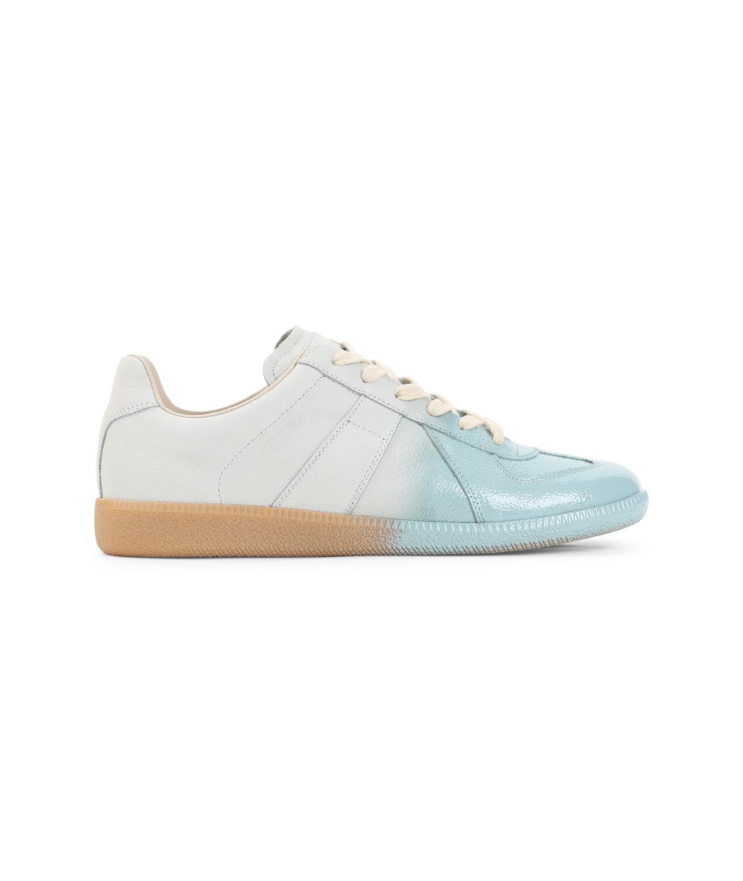 MAISON MARGIELA Голубые кожаные низкие кроссовки / кеды, фото 6