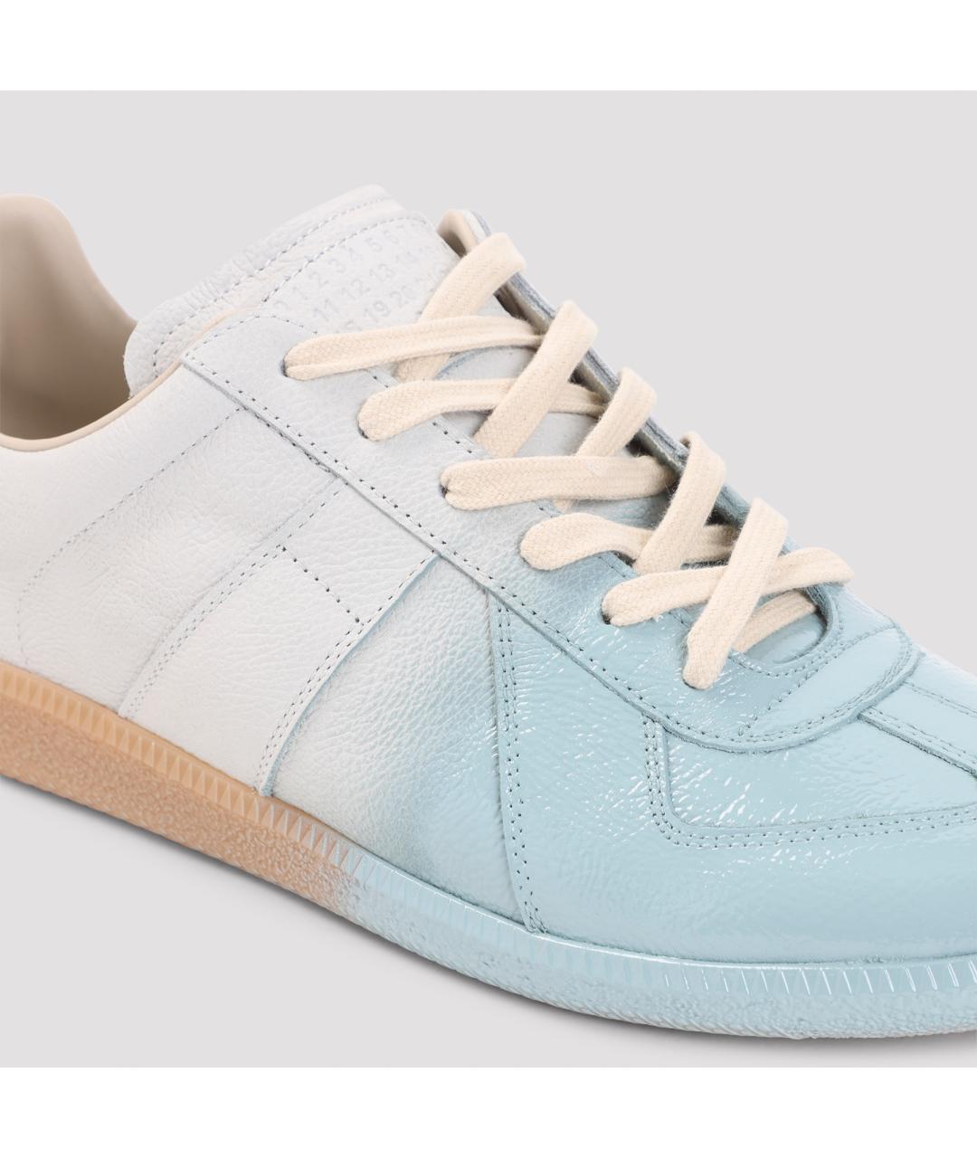 MAISON MARGIELA Голубые кожаные низкие кроссовки / кеды, фото 5