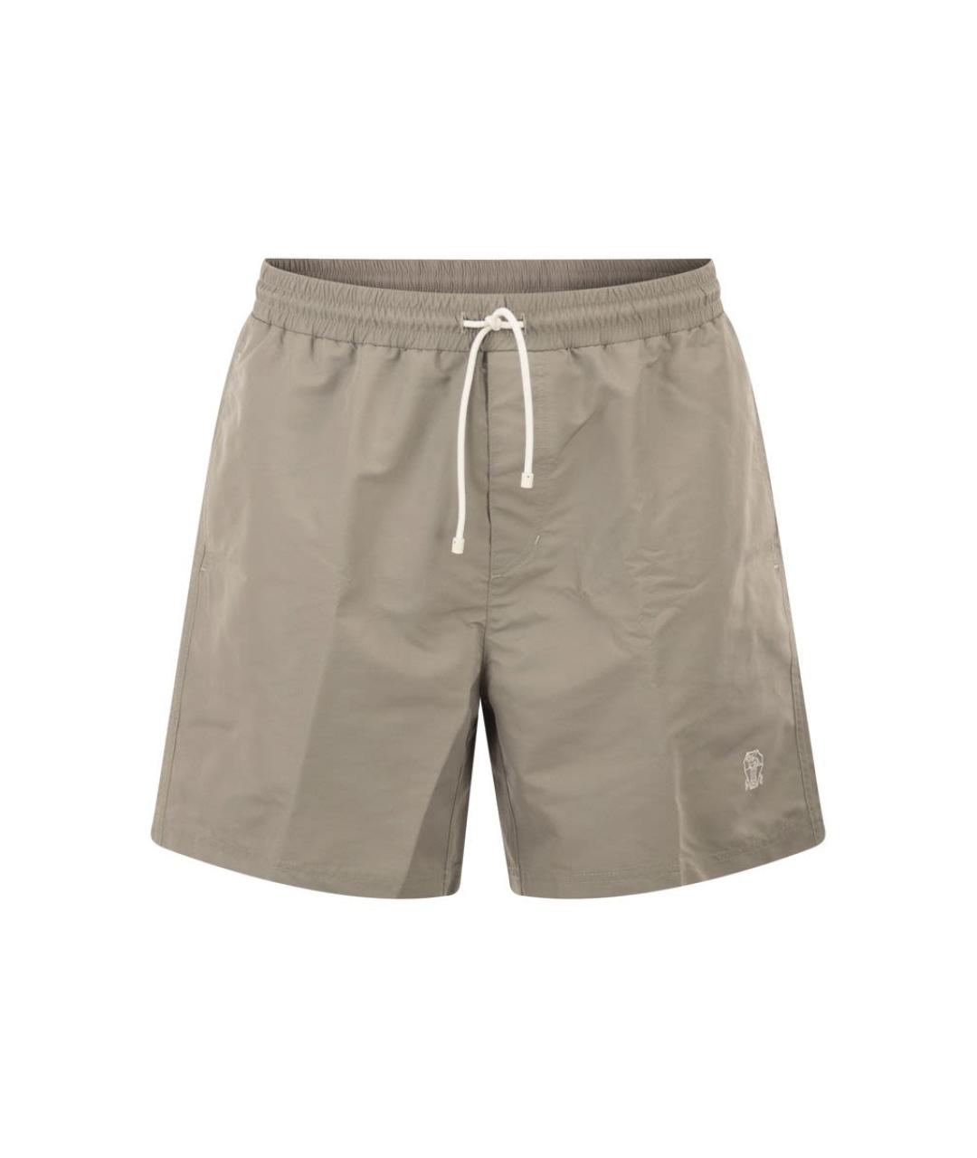 BRUNELLO CUCINELLI Хаки полиэстеровые плавки, фото 5