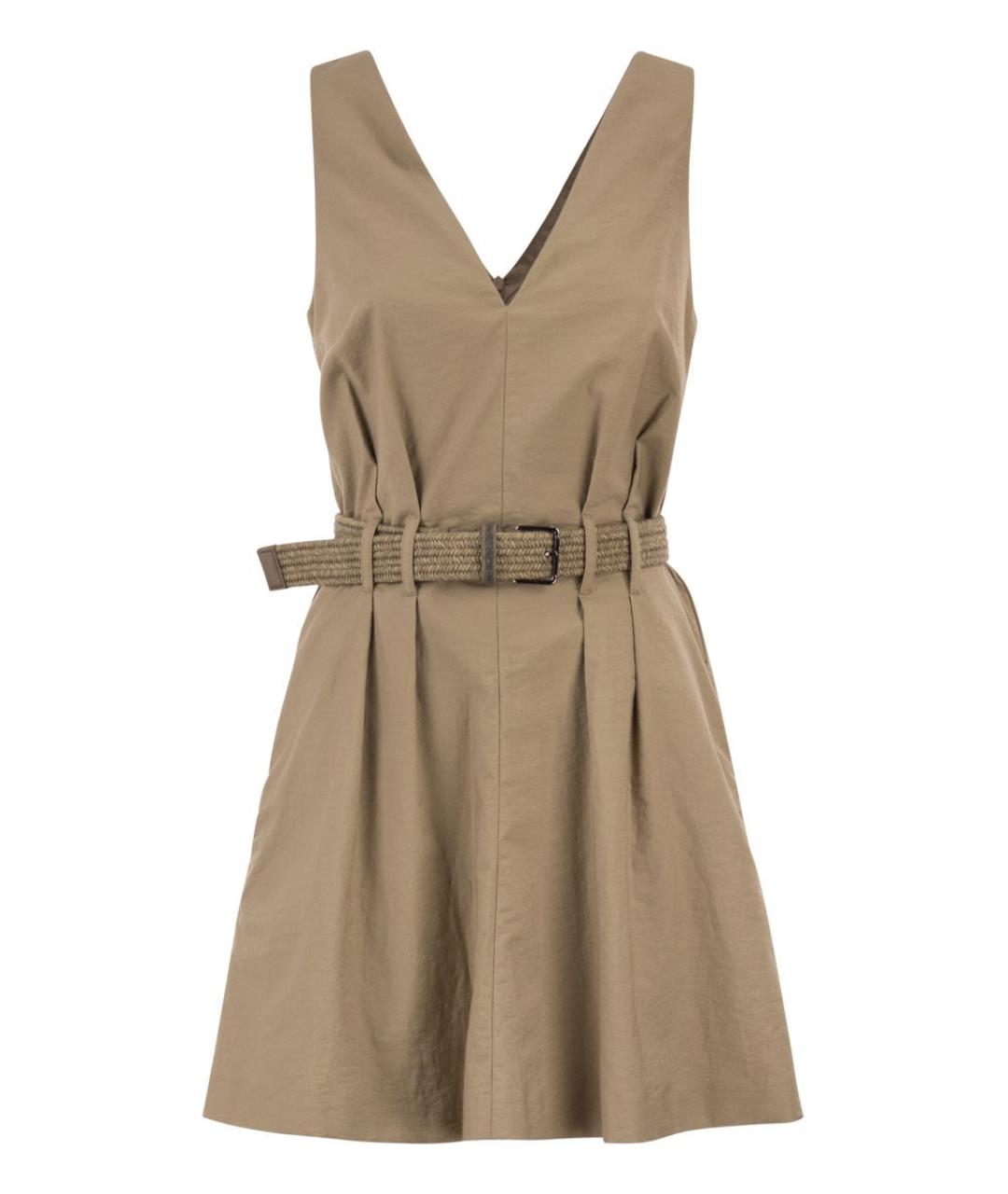 BRUNELLO CUCINELLI Бежевое хлопковое повседневное платье, фото 1