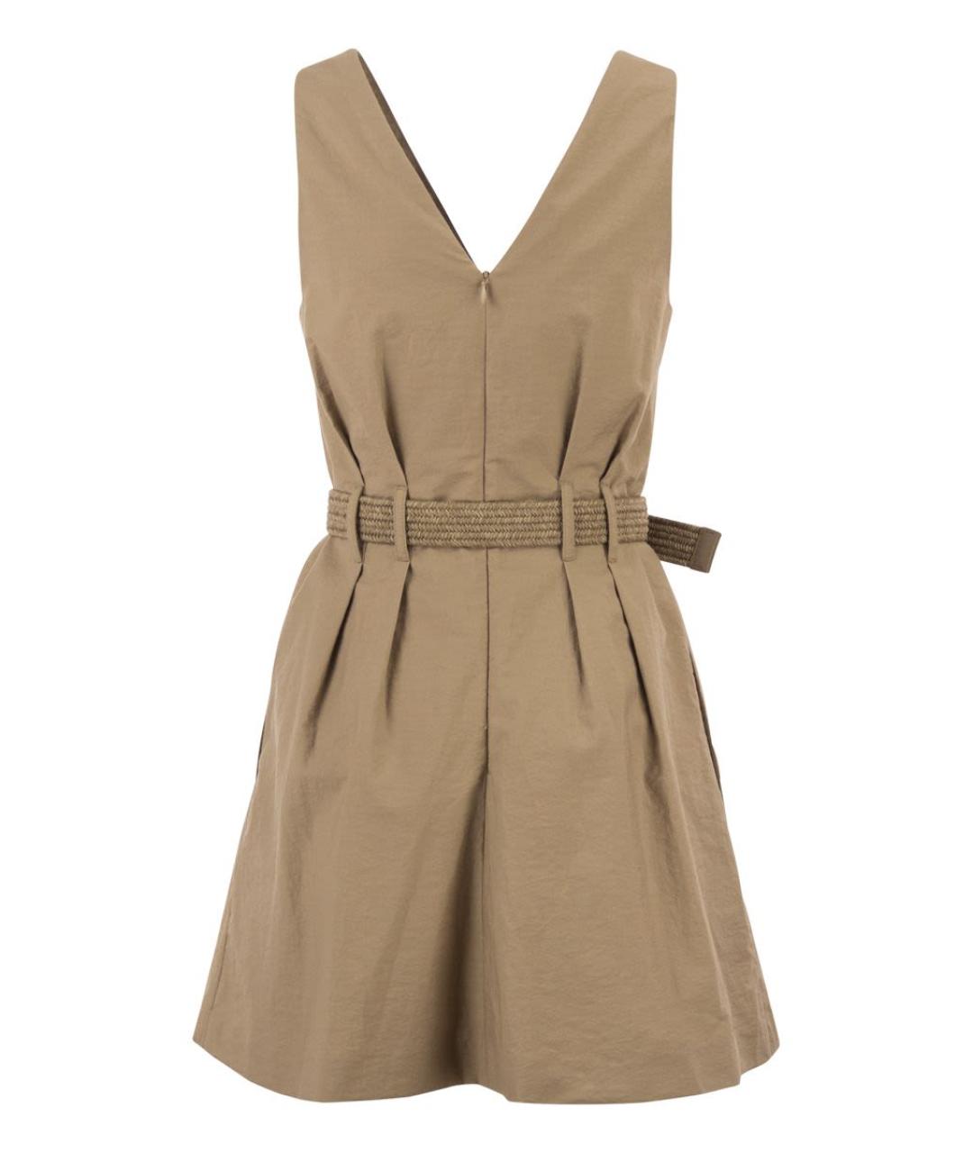 BRUNELLO CUCINELLI Бежевое хлопковое повседневное платье, фото 2
