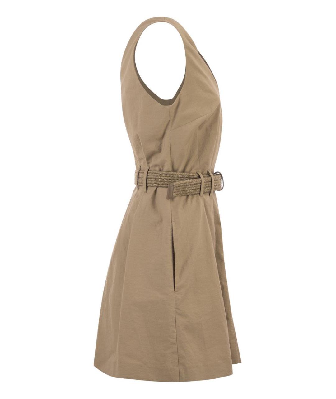 BRUNELLO CUCINELLI Бежевое хлопковое повседневное платье, фото 3