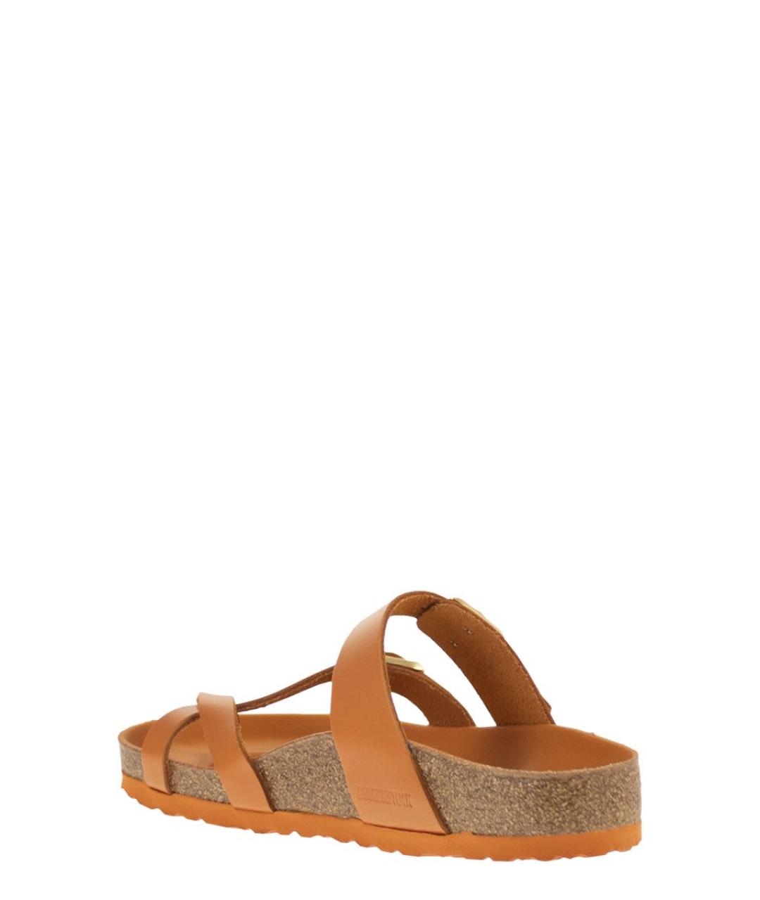 BIRKENSTOCK Оранжевое кожаные шлепанцы, фото 3