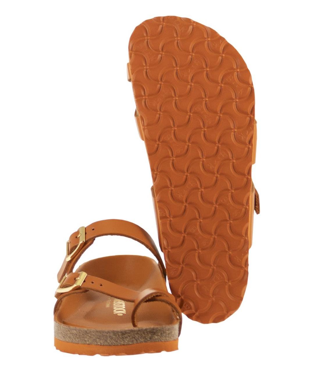 BIRKENSTOCK Оранжевое кожаные шлепанцы, фото 5