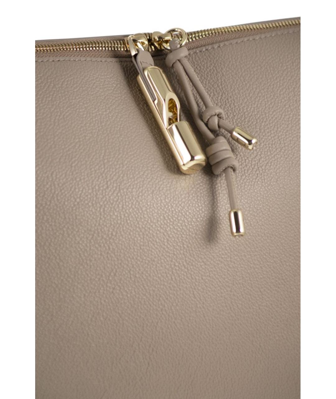 FURLA Бежевая кожаная сумка через плечо, фото 5