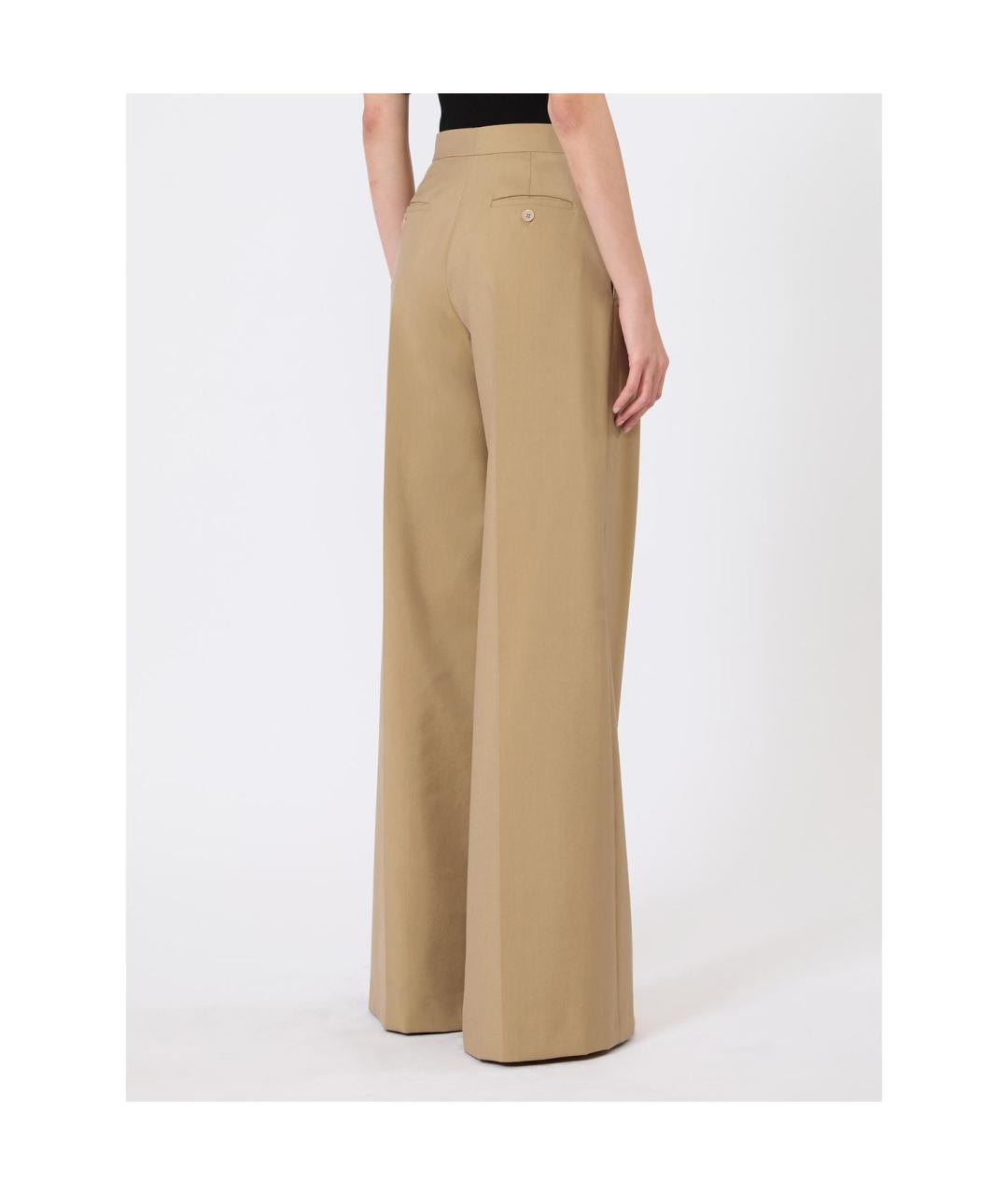 MAX MARA Бежевые шерстяные прямые брюки, фото 2
