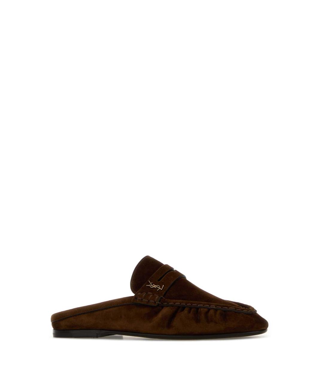 SAINT LAURENT Коричневые замшевые мюли, фото 2