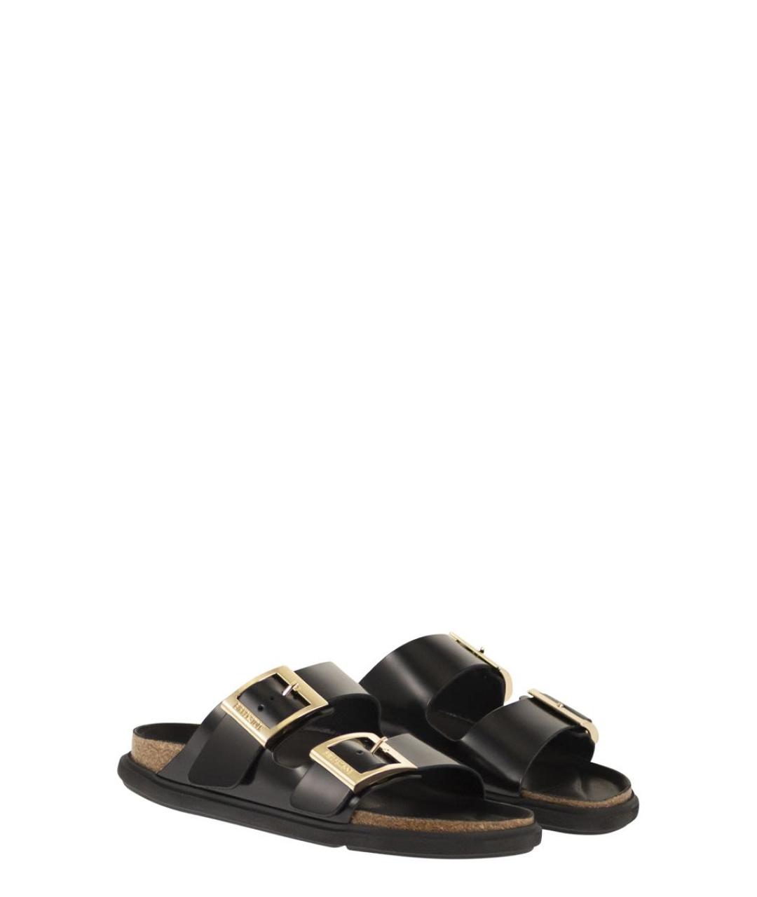 BIRKENSTOCK Черные кожаные шлепанцы, фото 4