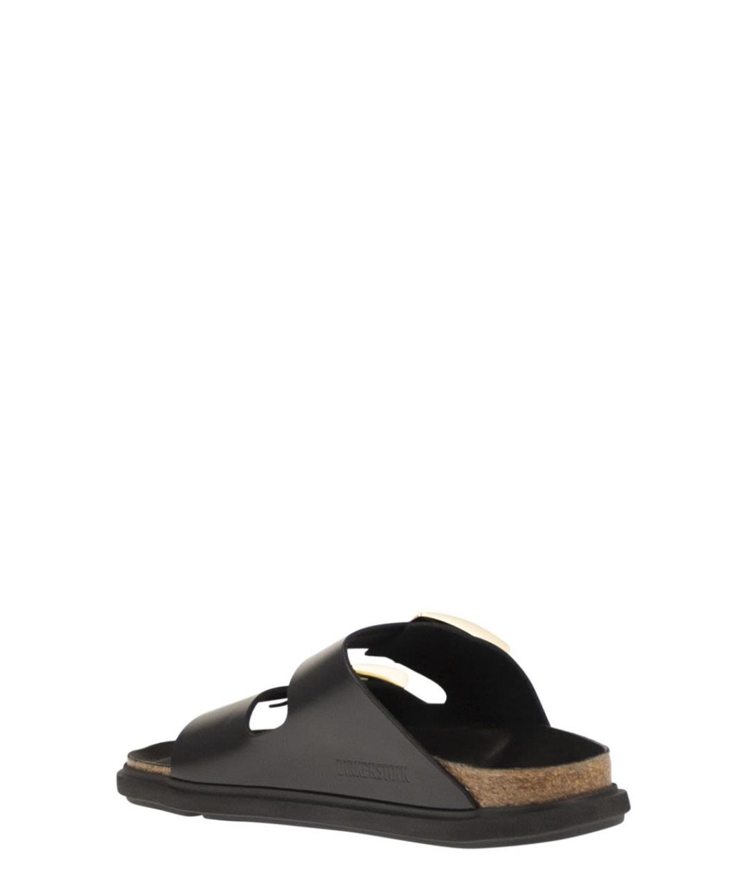 BIRKENSTOCK Черные кожаные шлепанцы, фото 3