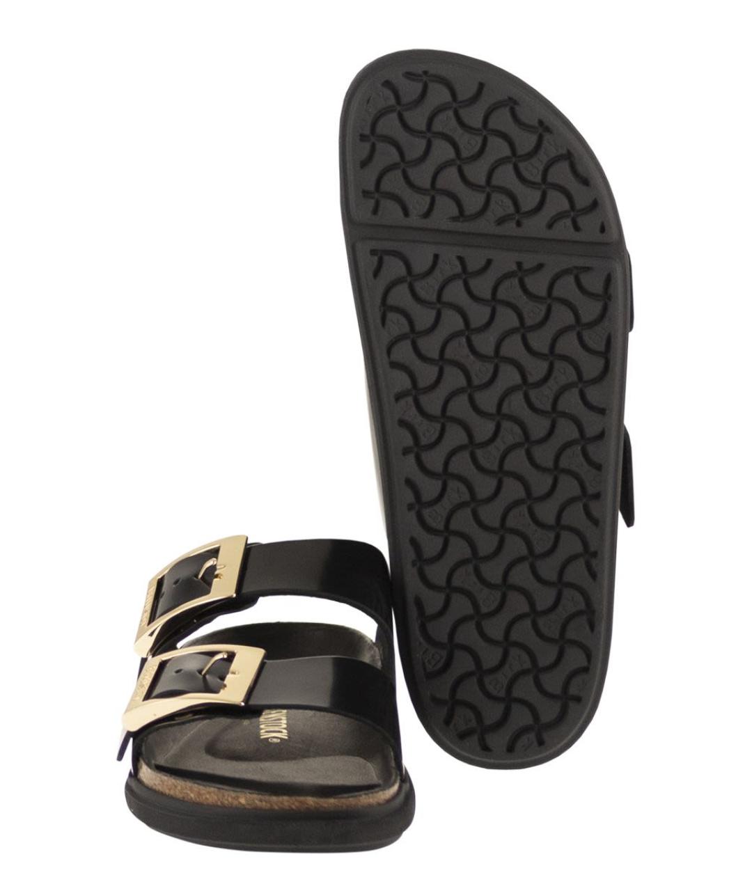 BIRKENSTOCK Черные кожаные шлепанцы, фото 5