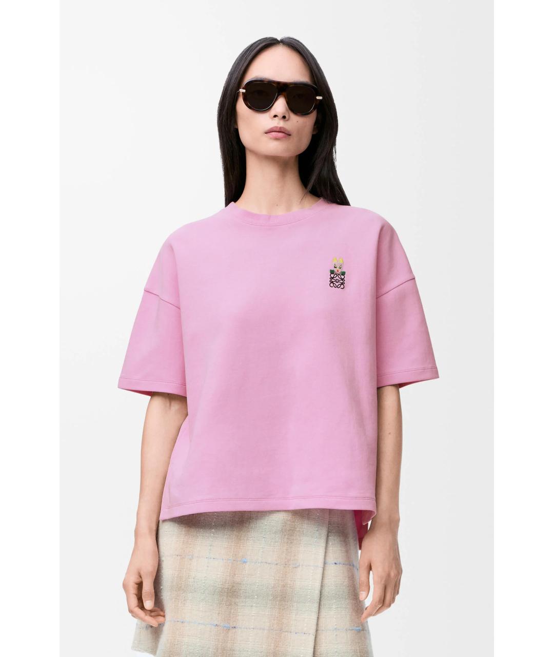 LOEWE Розовая хлопковая футболка, фото 3