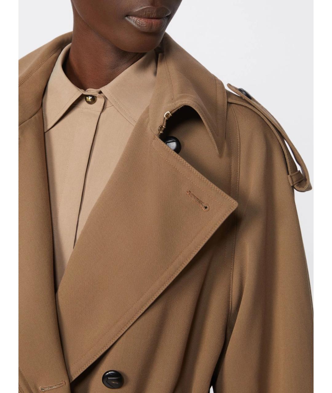 MAX MARA Коричневый шерстяной тренч/плащ, фото 5