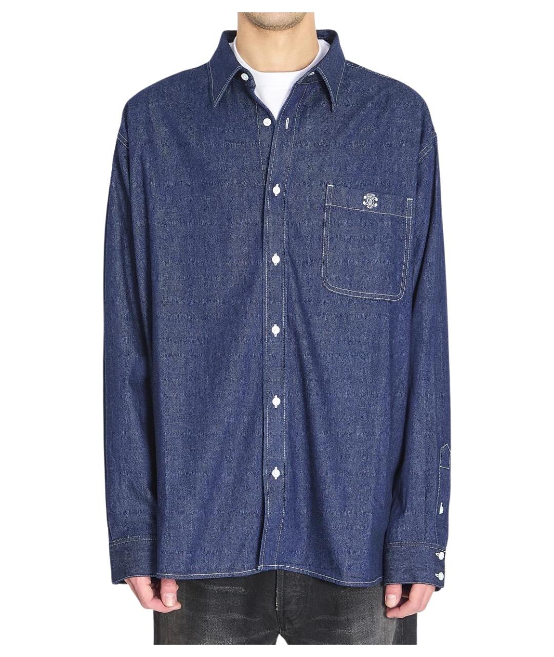 CELINE Синяя хлопковая кэжуал рубашка, фото 1