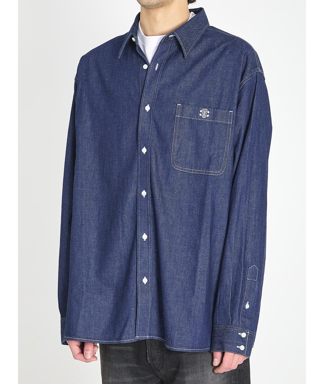 CELINE Синяя хлопковая кэжуал рубашка, фото 2