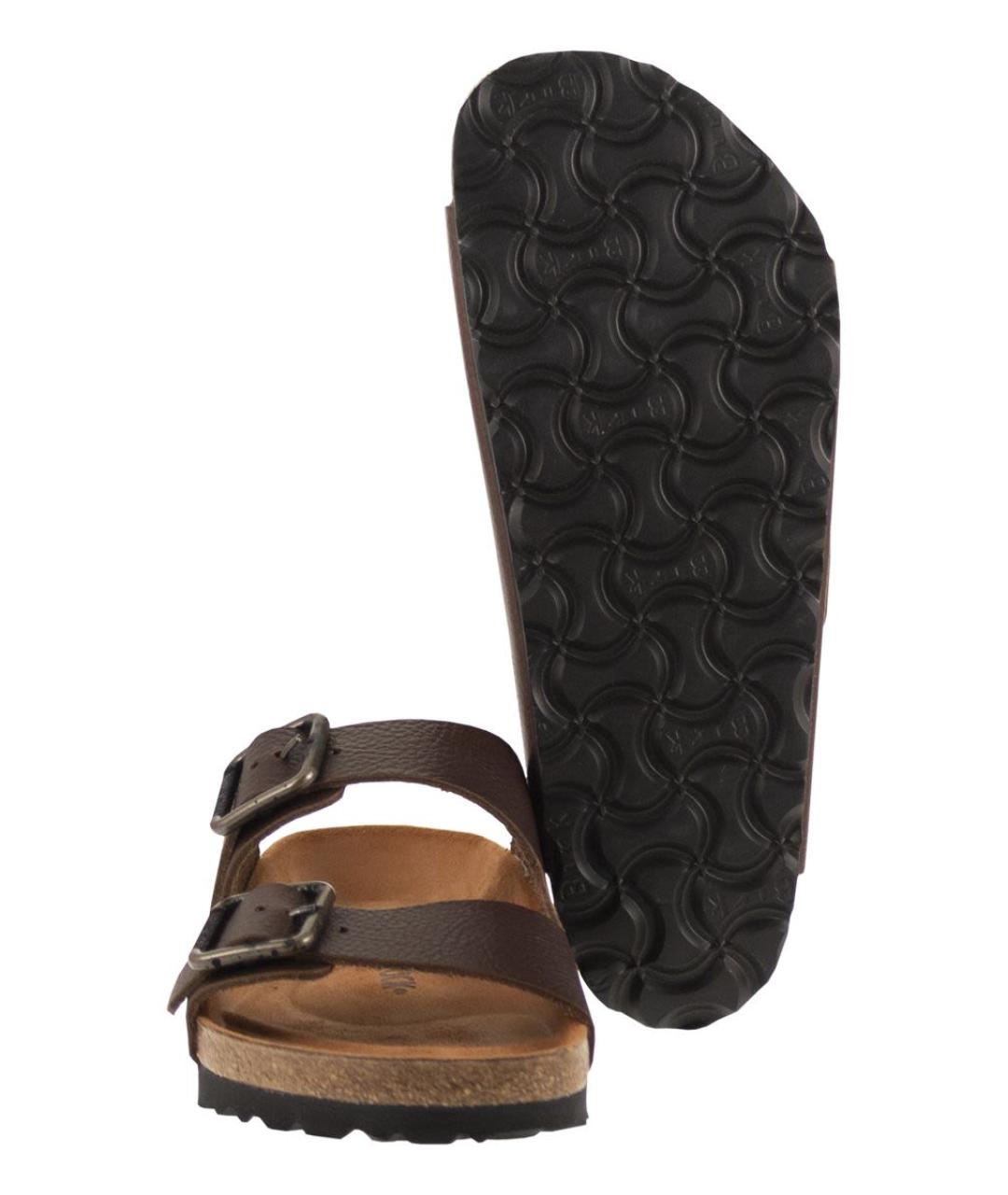 BIRKENSTOCK Коричневые кожаные шлепанцы, фото 5