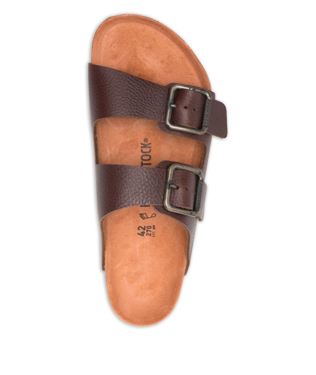BIRKENSTOCK Коричневые кожаные шлепанцы, фото 4