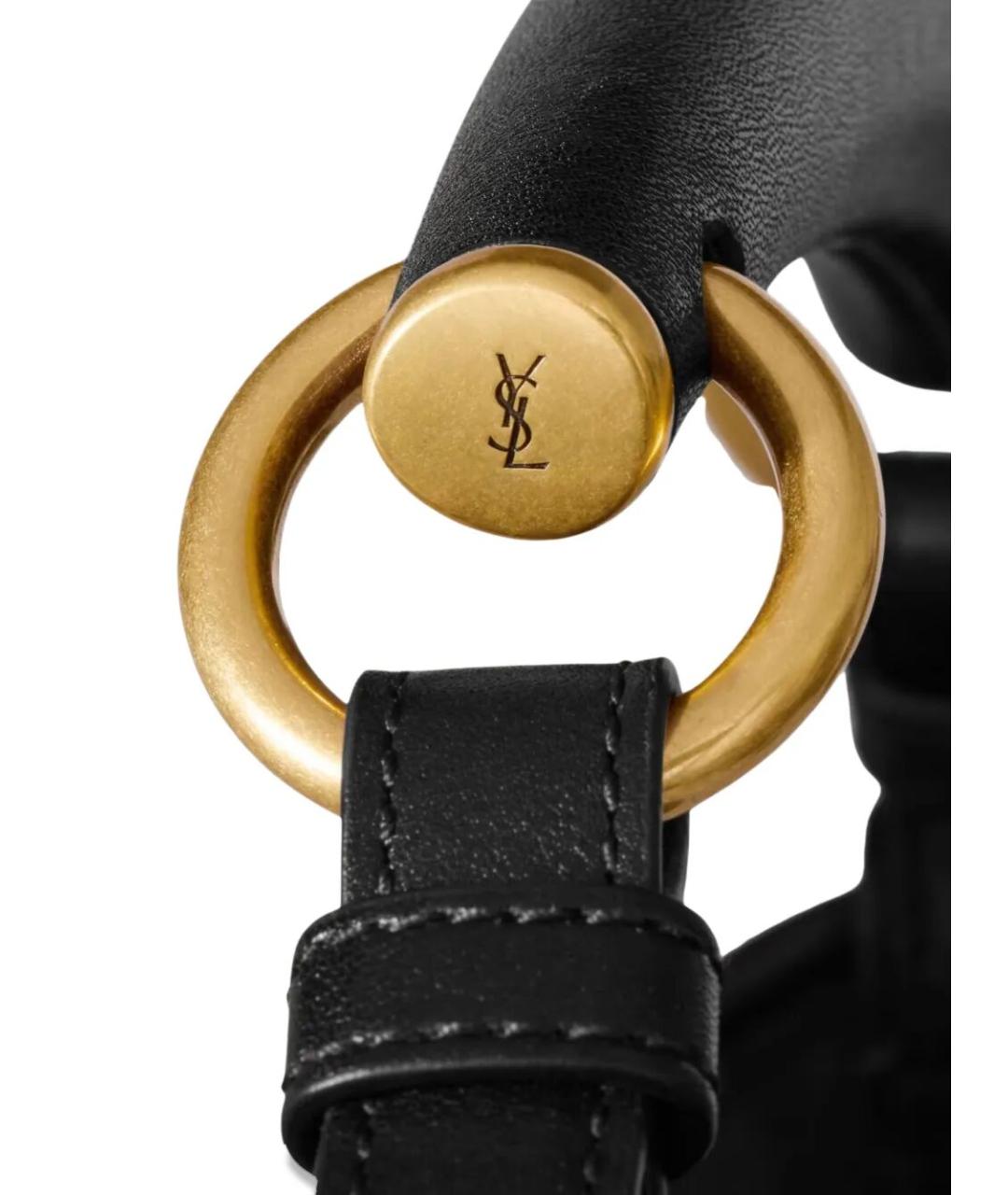 SAINT LAURENT Черная кожаная сумка с короткими ручками, фото 4