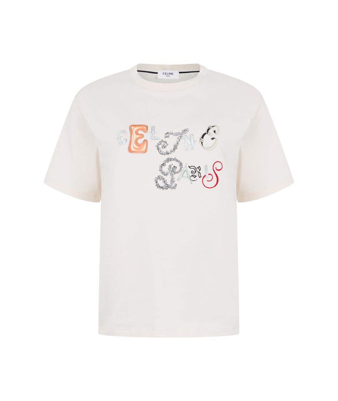 CELINE Бежевая хлопковая футболка, фото 1