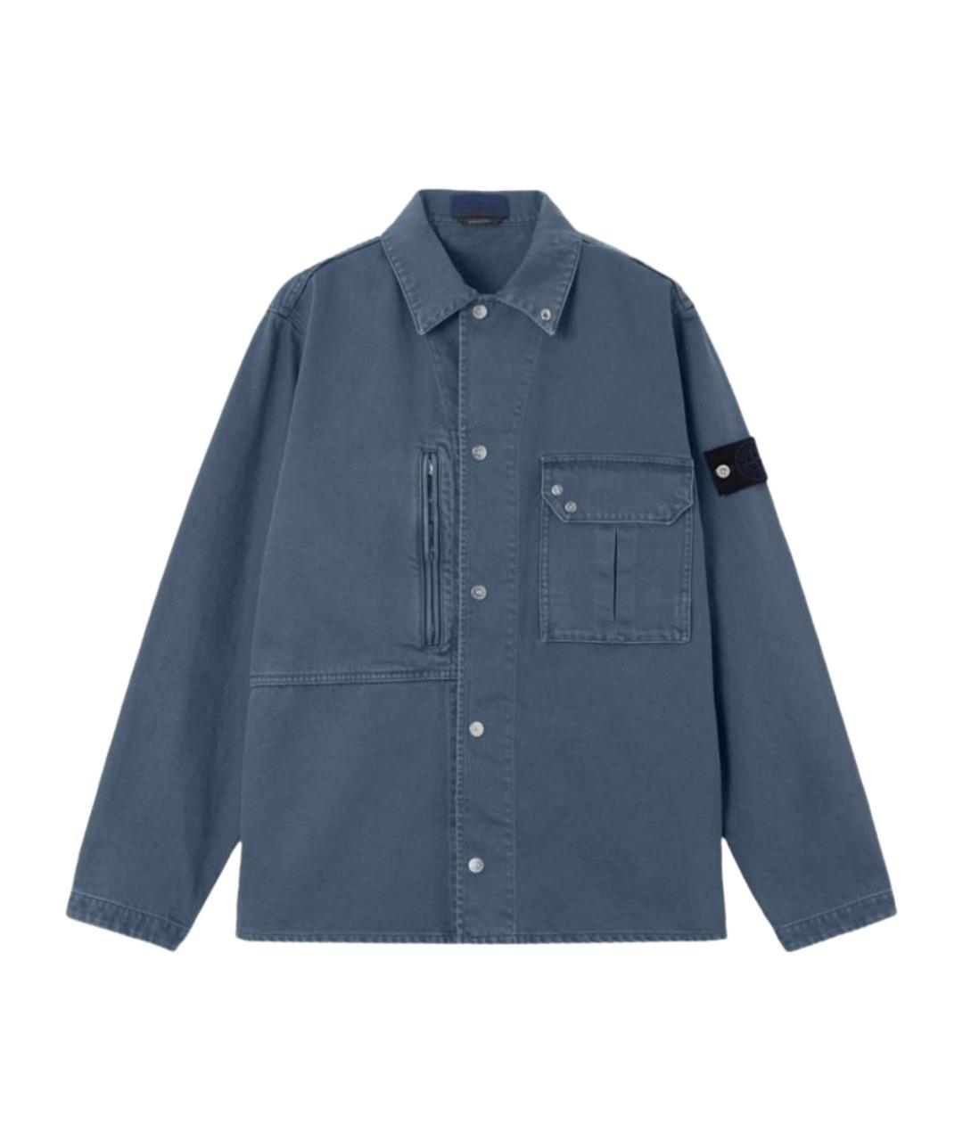 STONE ISLAND Синяя хлопковая кэжуал рубашка, фото 1