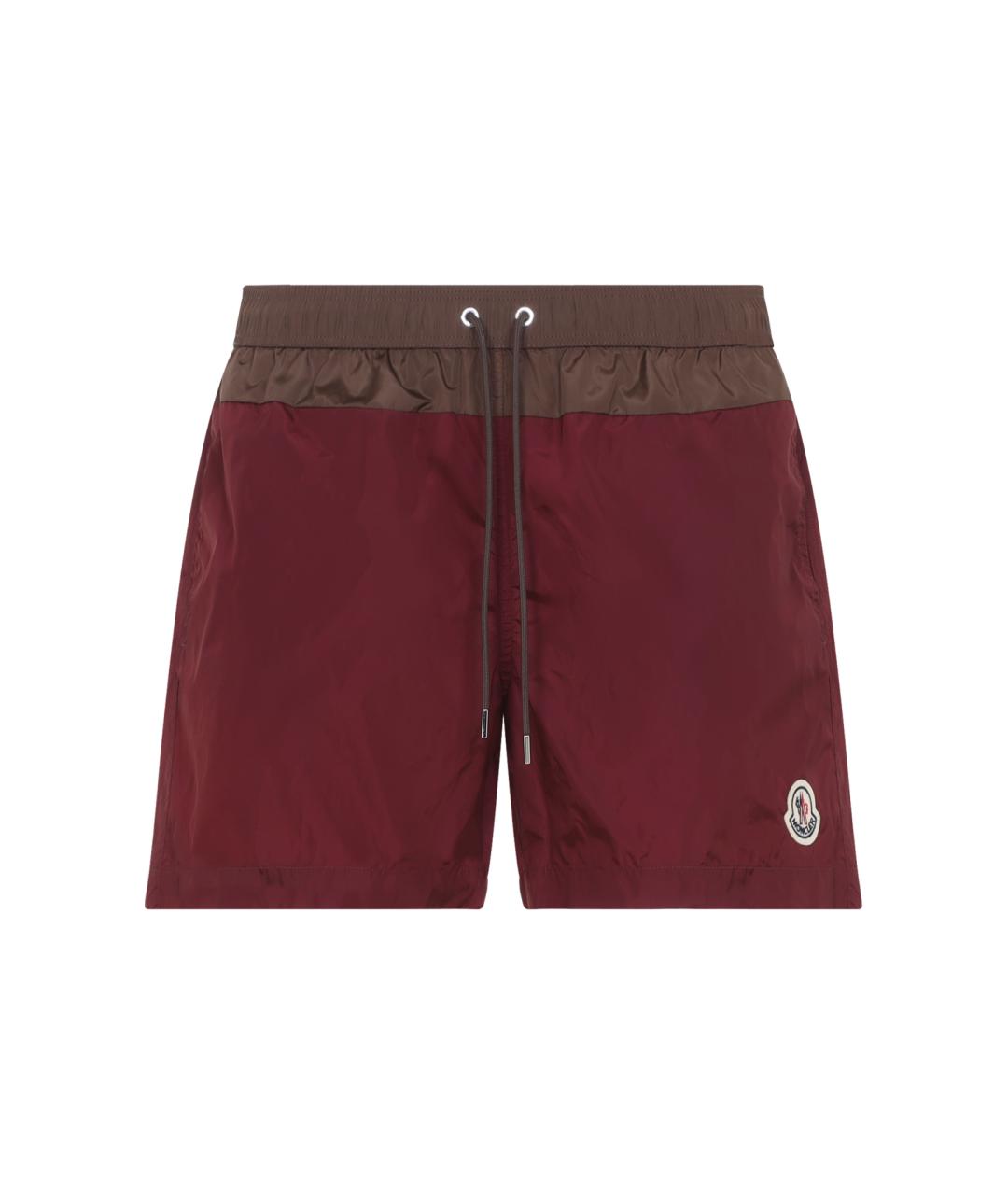 MONCLER Бордовые полиамидовые плавки, фото 1