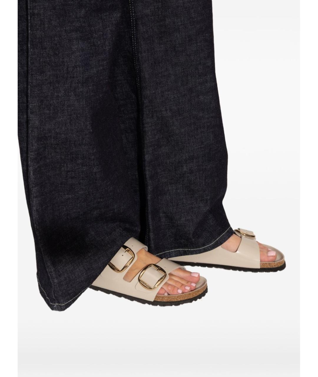 BIRKENSTOCK Бежевые кожаные шлепанцы, фото 2