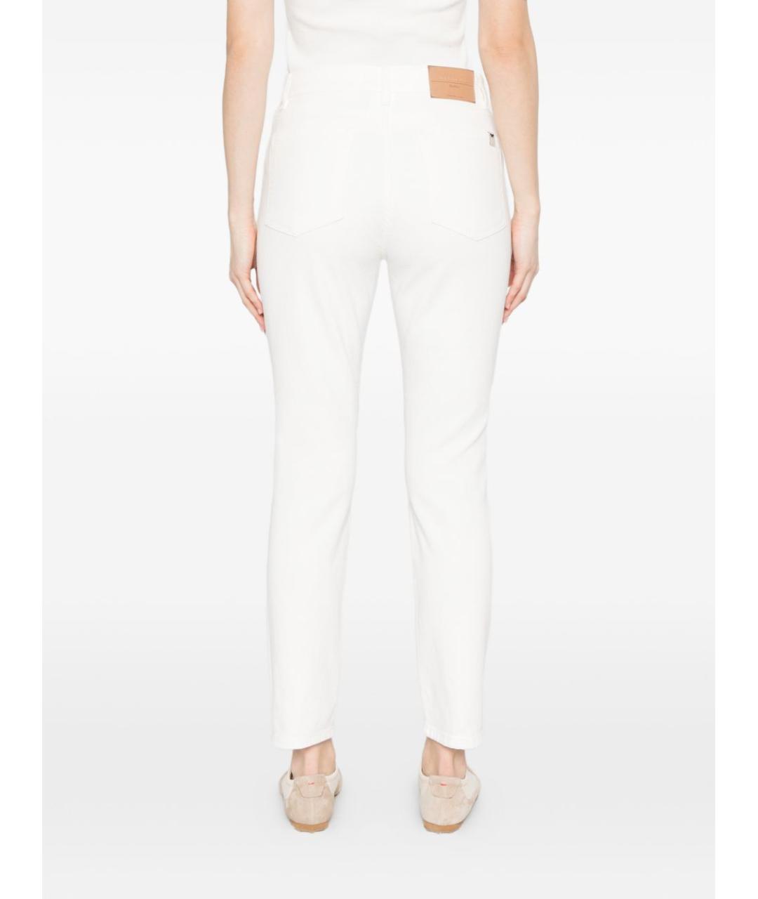 WEEKEND MAX MARA Белые хлопковые прямые брюки, фото 3