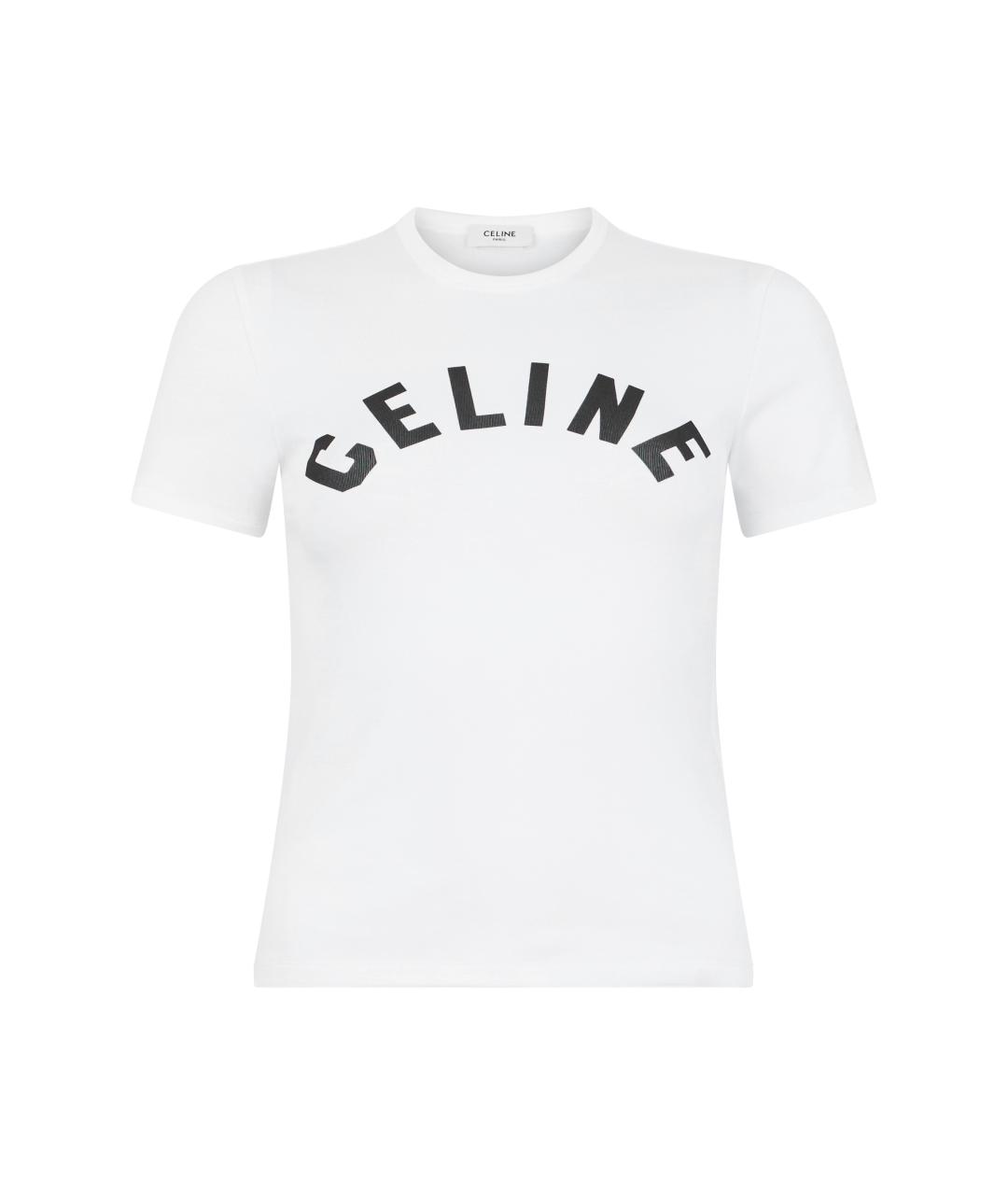 CELINE Белая хлопковая футболка, фото 3