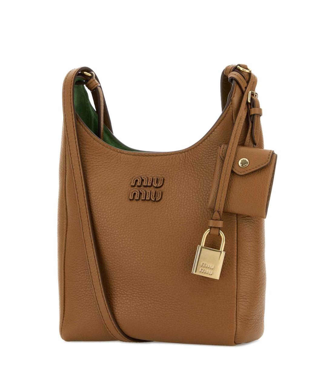 MIU MIU Бежевая кожаная сумка через плечо, фото 2