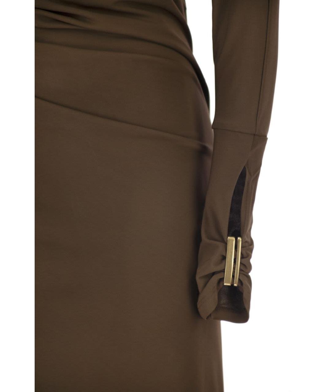 MAX MARA Коричневое вискозное коктейльное платье, фото 4