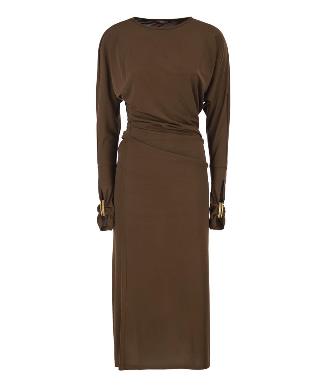 MAX MARA Коричневое вискозное коктейльное платье, фото 1