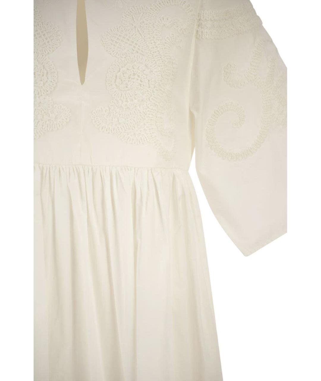 WEEKEND MAX MARA Белое хлопковое повседневное платье, фото 4