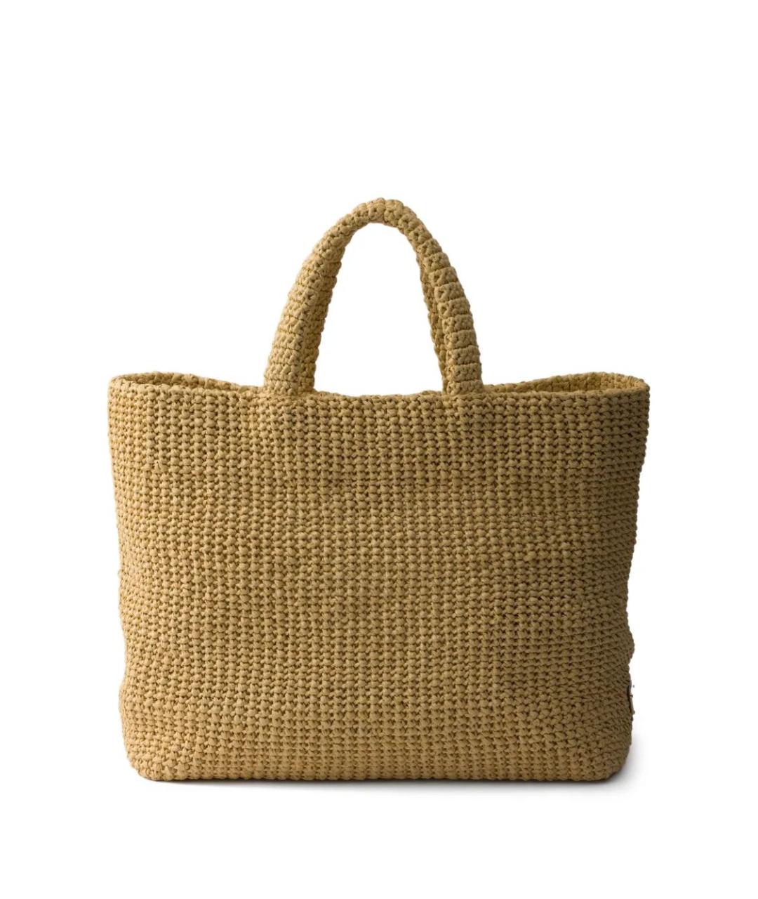 PRADA Бежевая пелетеная сумка тоут, фото 2