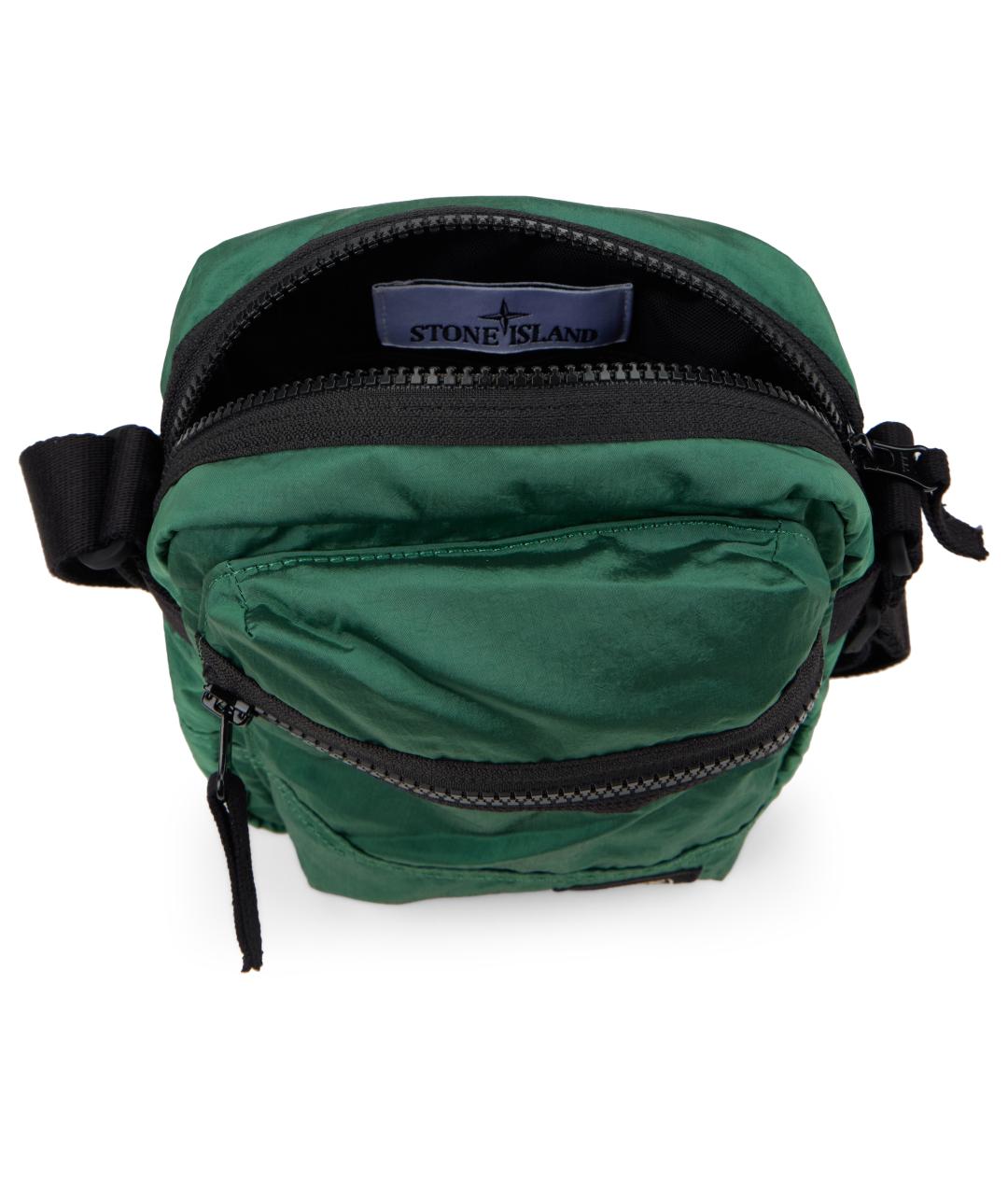 STONE ISLAND Зеленая синтетическая сумка на плечо, фото 5