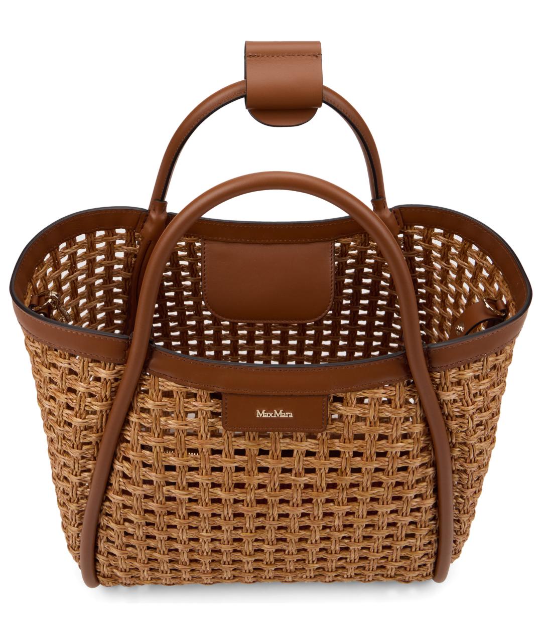MAX MARA Коричневая пелетеная сумка тоут, фото 4