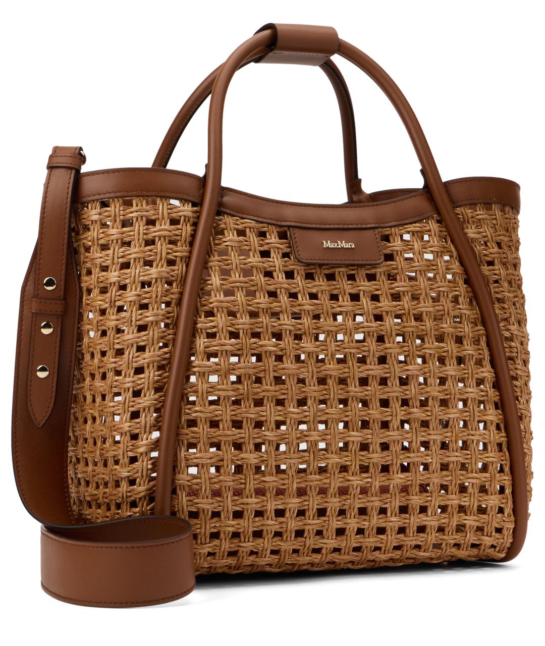 MAX MARA Коричневая пелетеная сумка тоут, фото 2