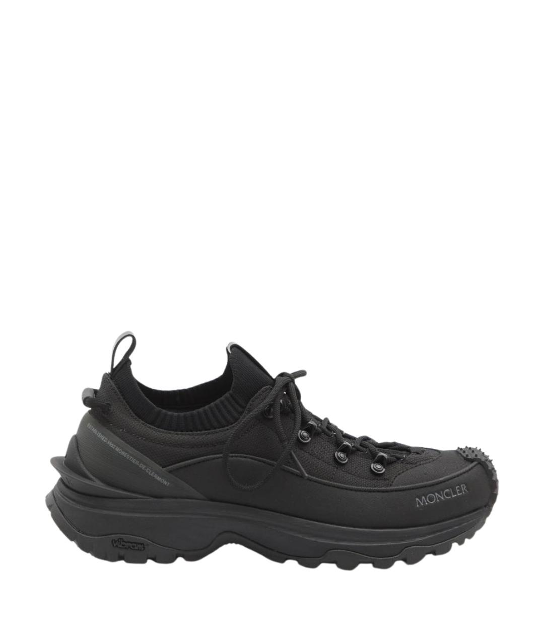 MONCLER Черные синтетические низкие кроссовки / кеды, фото 1