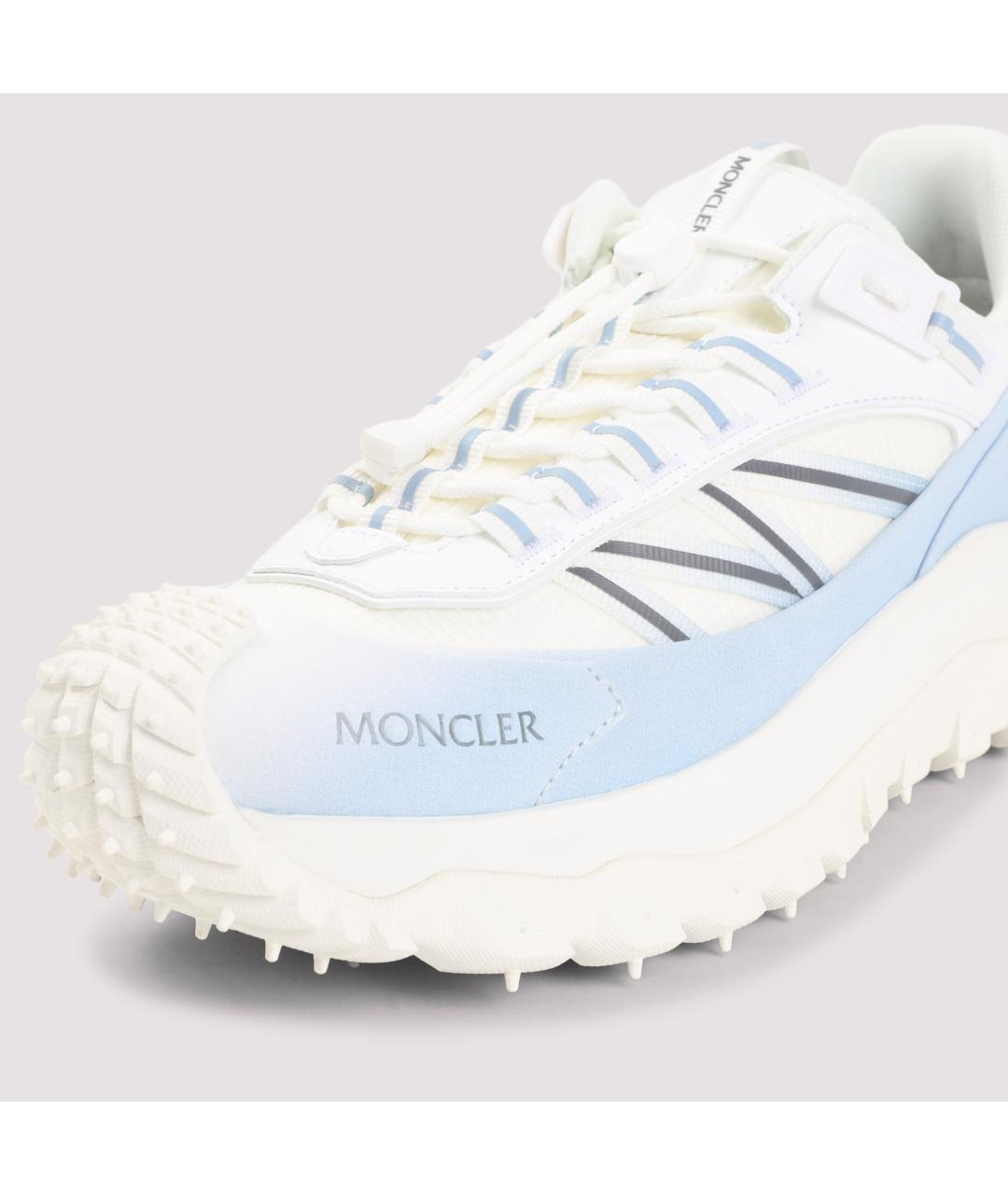 MONCLER Голубые кожаные низкие кроссовки / кеды, фото 5