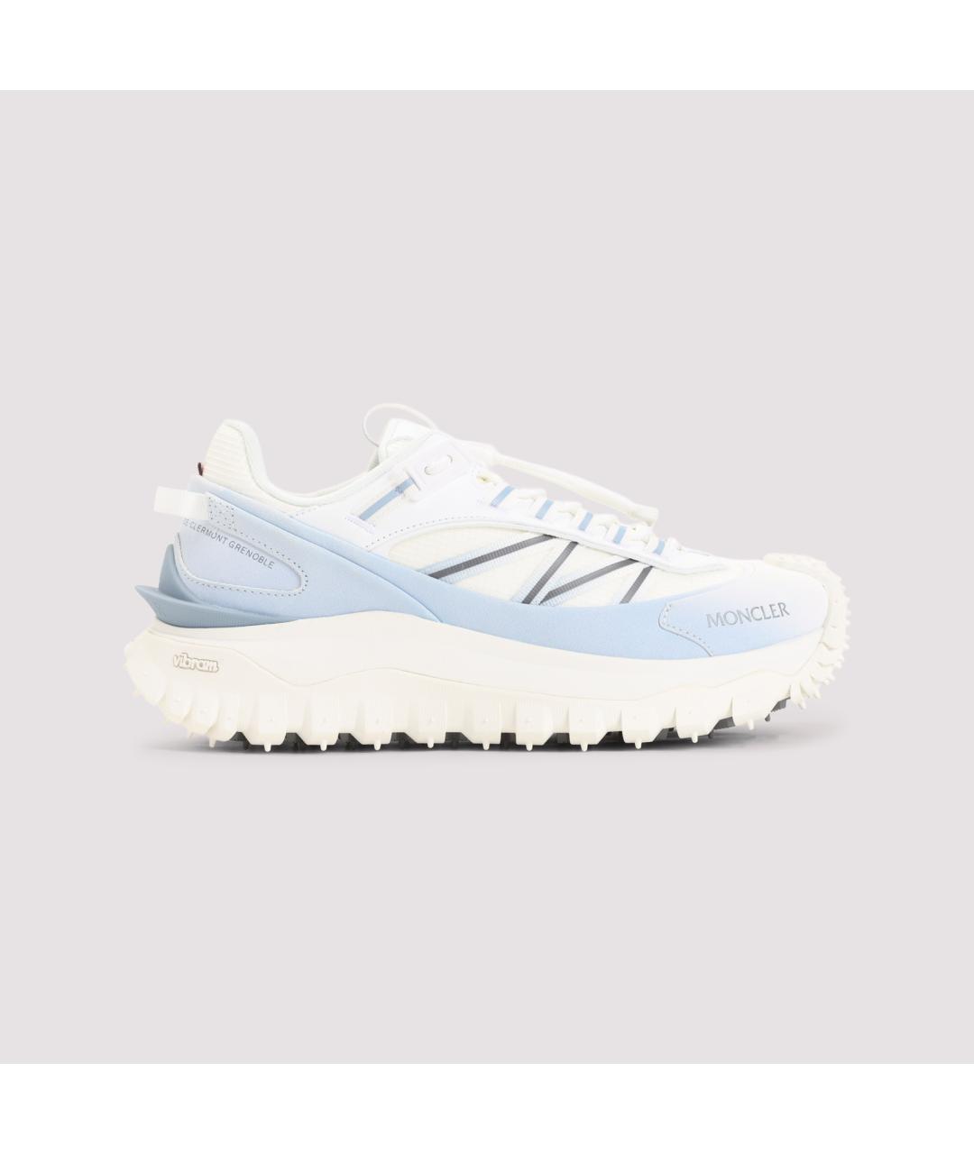 MONCLER Голубые кожаные низкие кроссовки / кеды, фото 2