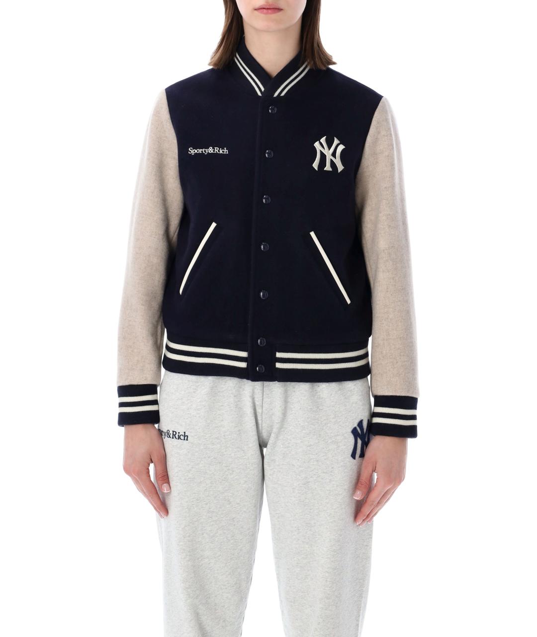 SPORTY AND RICH Темно-синяя шерстяная куртка, фото 4