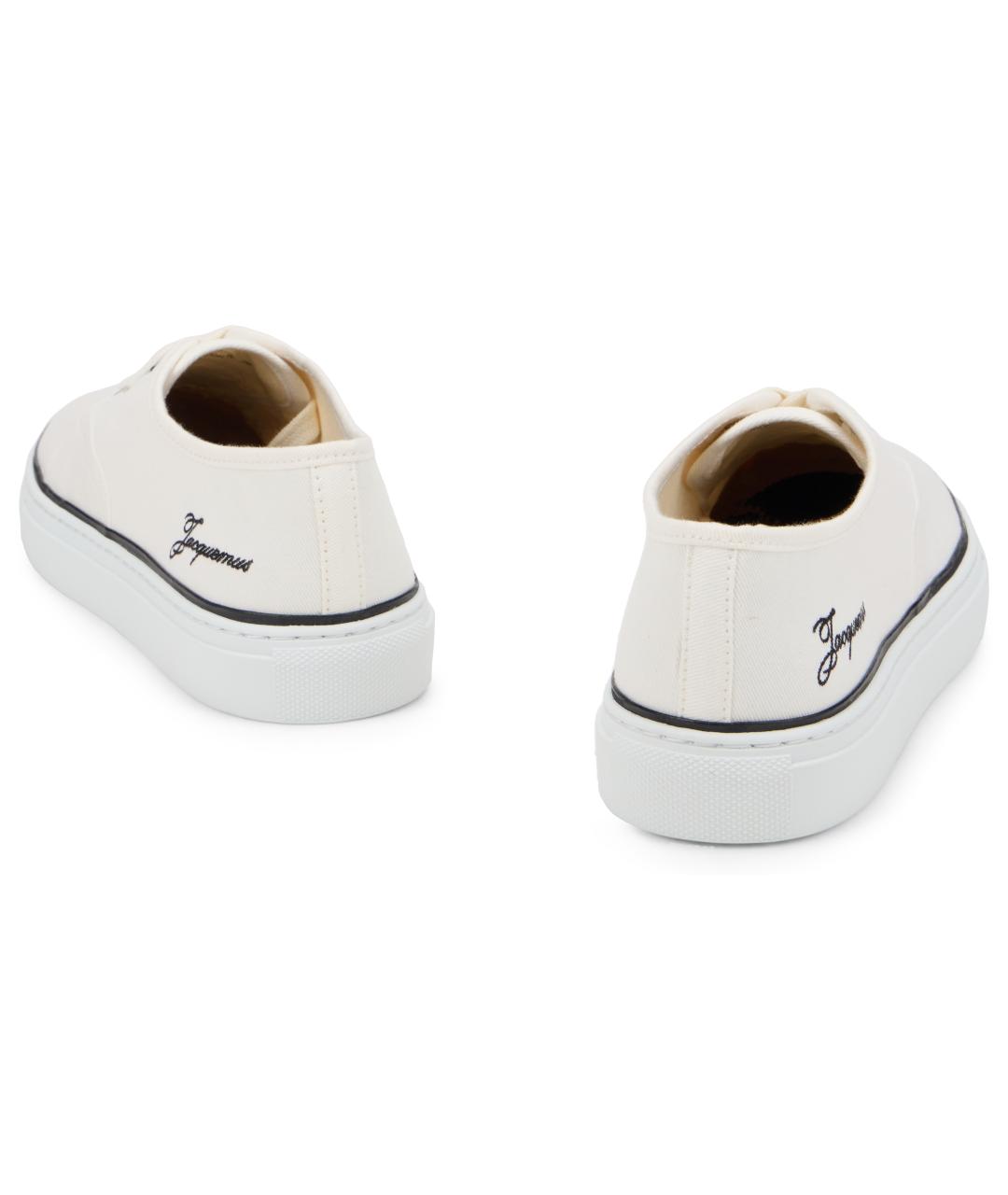 JACQUEMUS Белые текстильные низкие кроссовки / кеды, фото 4