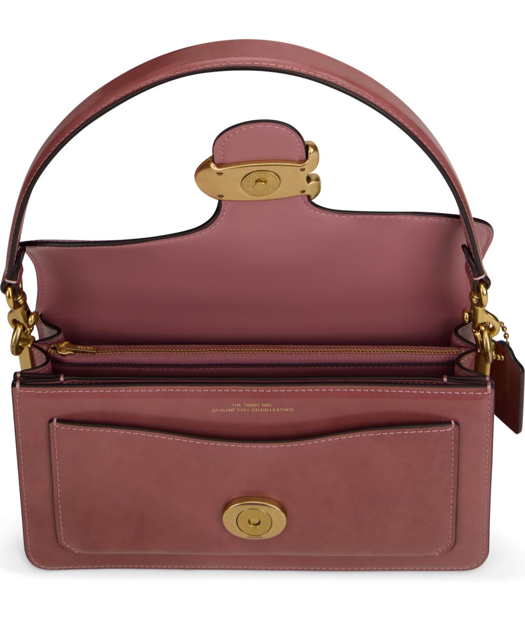 COACH Розовая кожаная сумка через плечо, фото 5