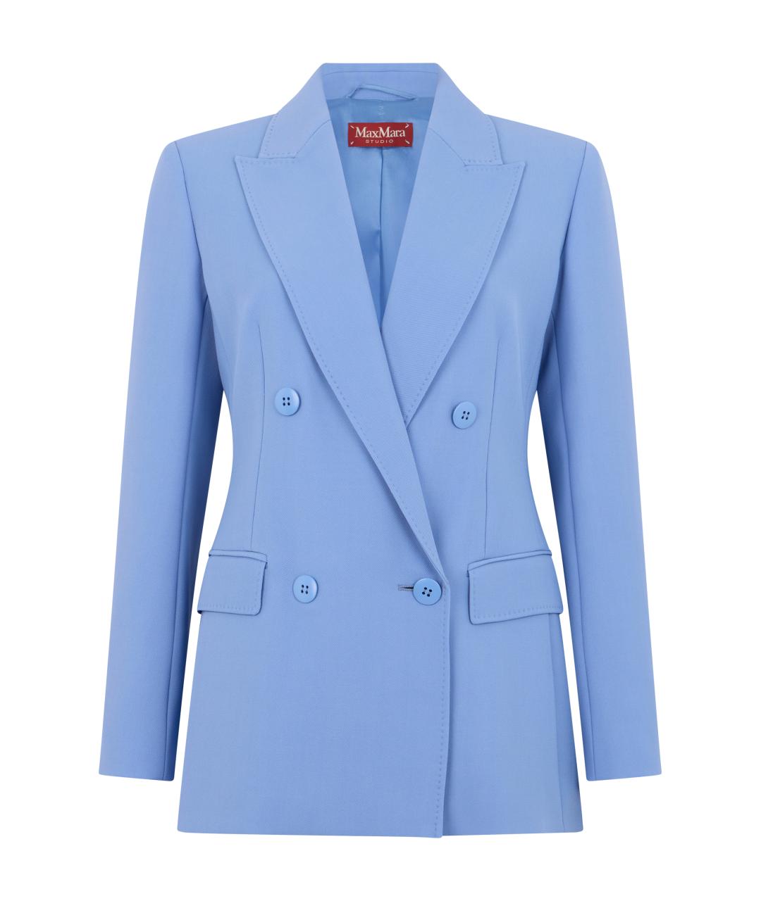 MAX MARA STUDIO Голубой шерстяной жакет/пиджак, фото 1